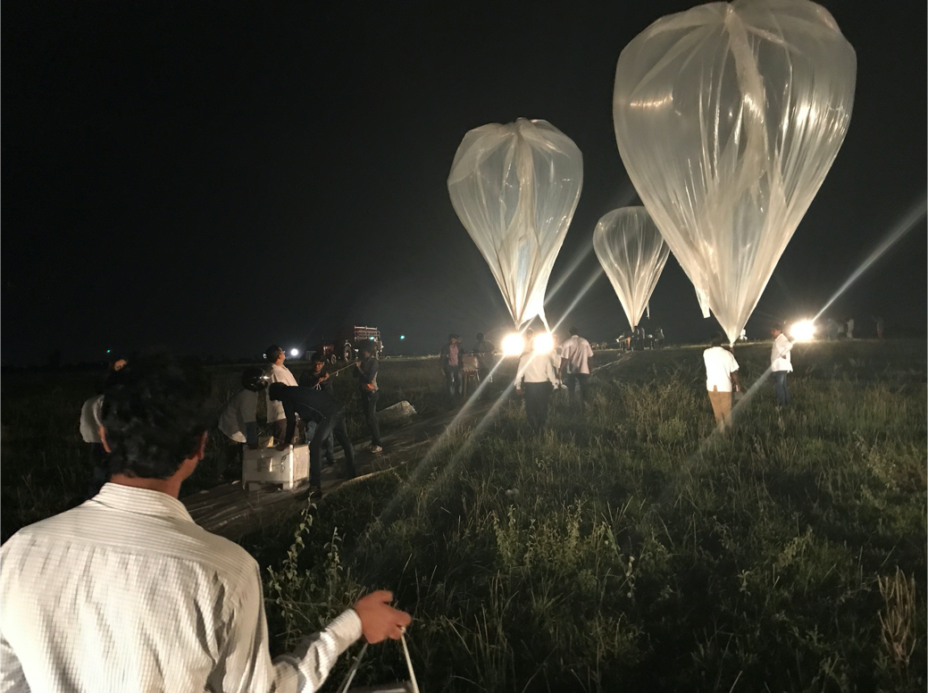 Launch preparation of a zero-pressure balloon flights from Hyderabad.