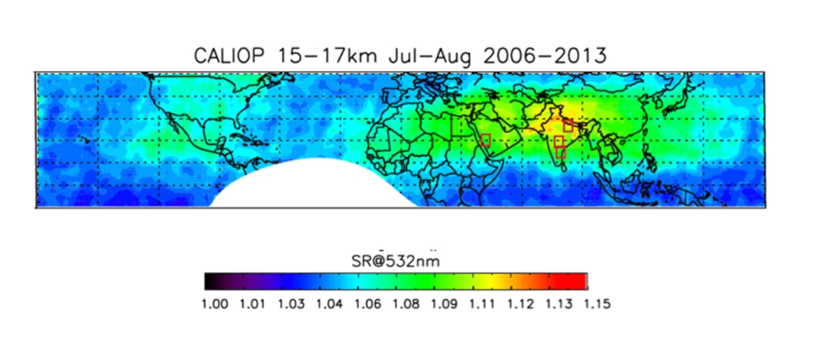 Figure 1. Mean Scattering Ratio between 15-17 km in Jul-Aug 2006-2013