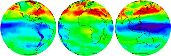 3 globe image of aerosol  and global distribution of pollution
