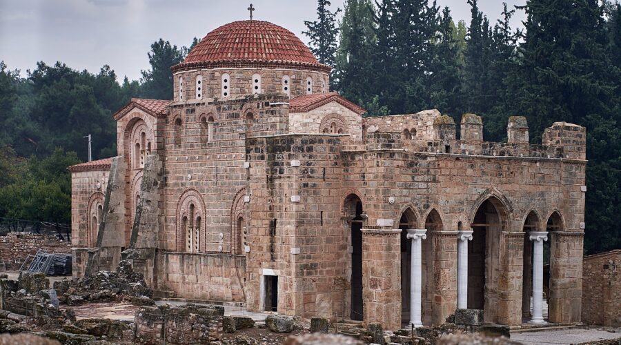 1. The Daphni Monastery, an eleventh-century Byzantine monastery northwest of central Athens. Designated UNESCO World Heritage Site. George E. Koronaios, Own work CC BY-SA 4.0, wikimedia.org